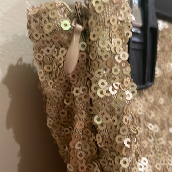 Strapless Gold Sparkle Peplum Top - Picture 7 of 13